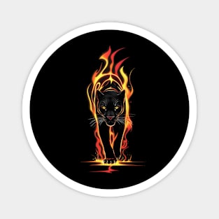 Ethereal Blaze: Minimalistic Black Panther Fire Art Magnet